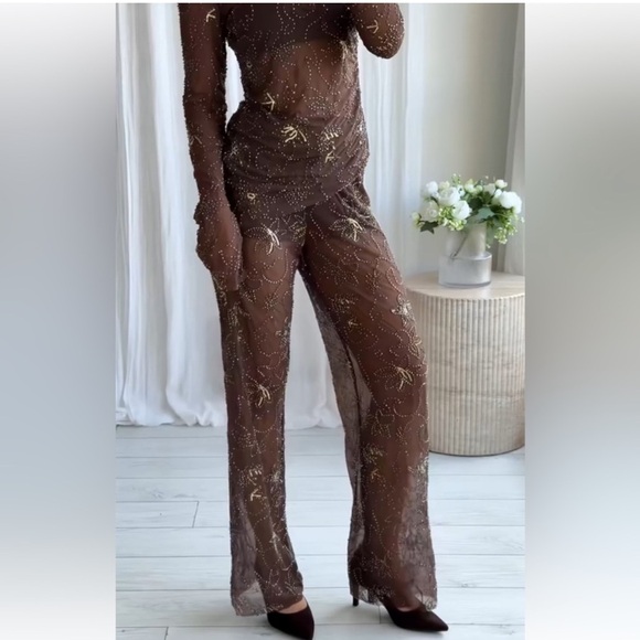 ZARA DRAPED TULLE TOP WITH BEADED EMBROIDERY - Picture 5 of 12